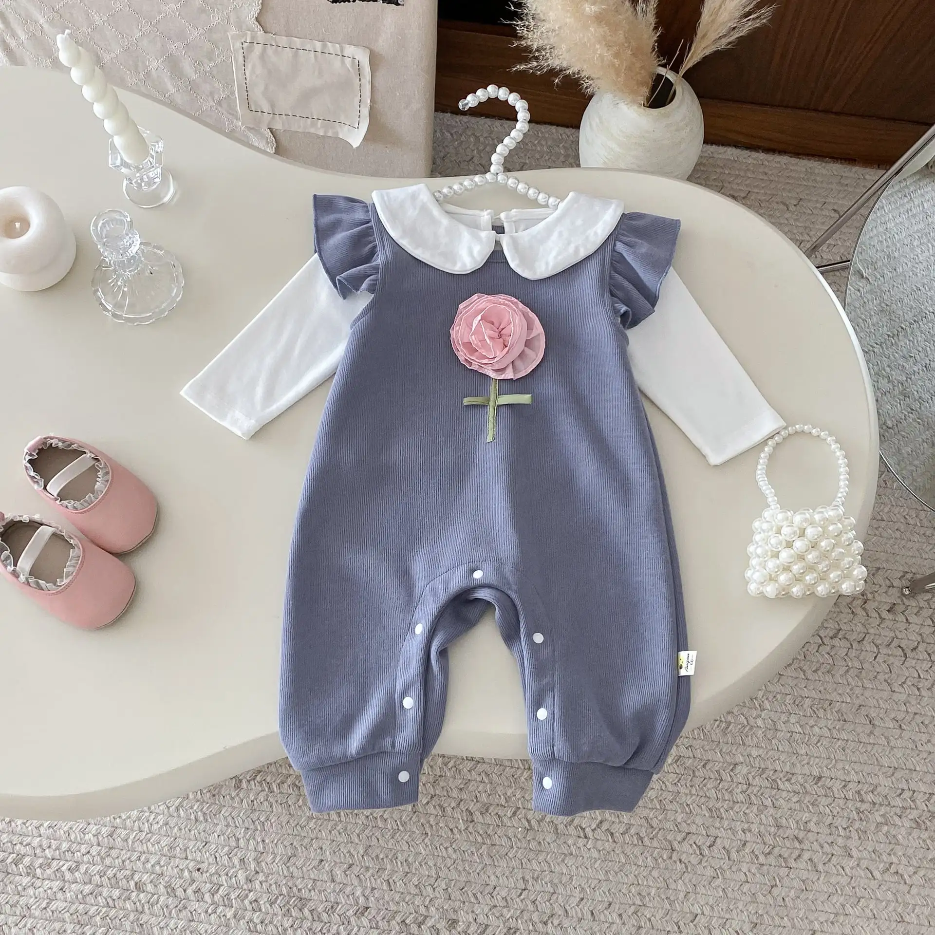 【66-100cm】ローズグレーオールインワン