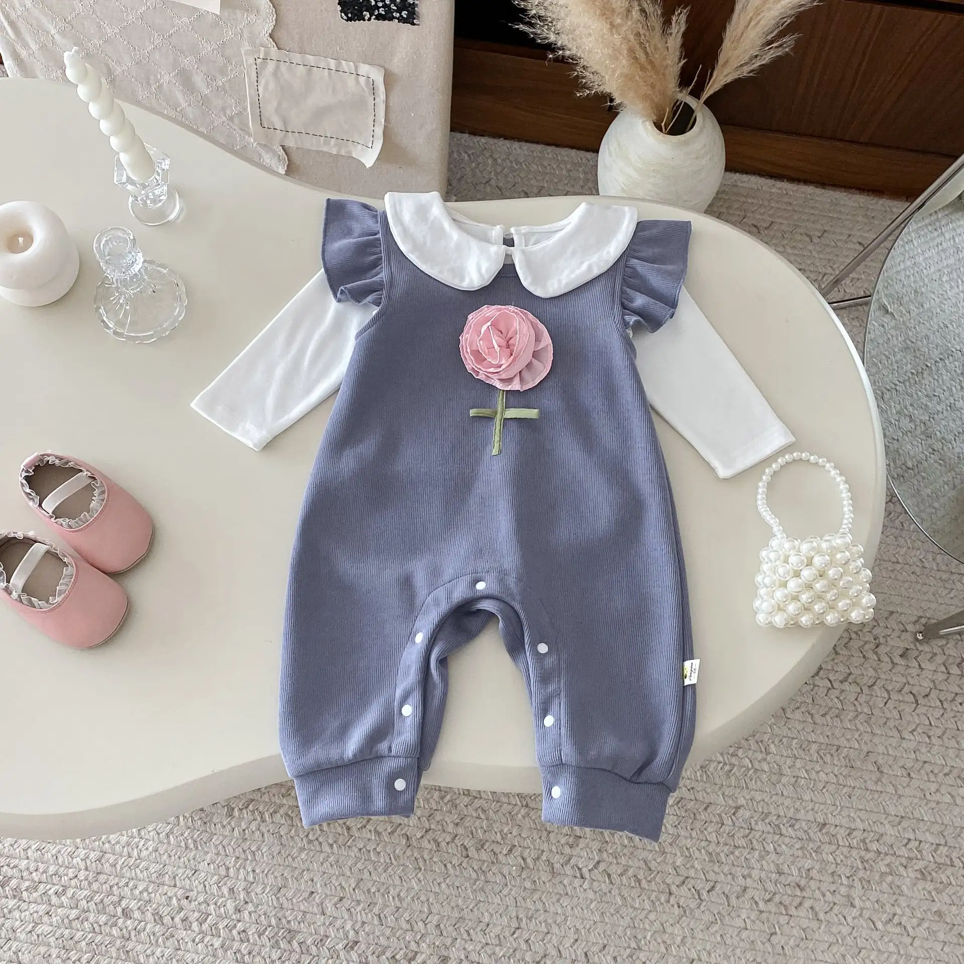 【66-100cm】ローズグレーオールインワン