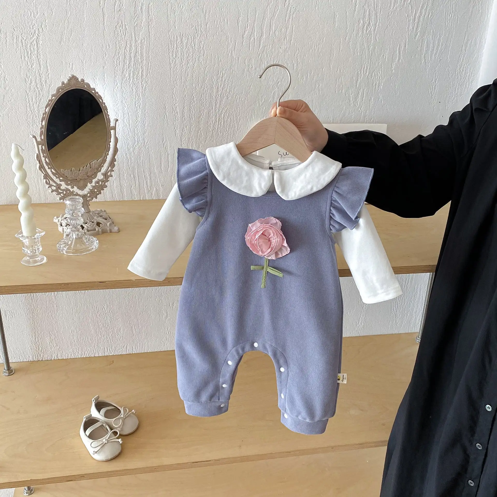 【66-100cm】ローズグレーオールインワン