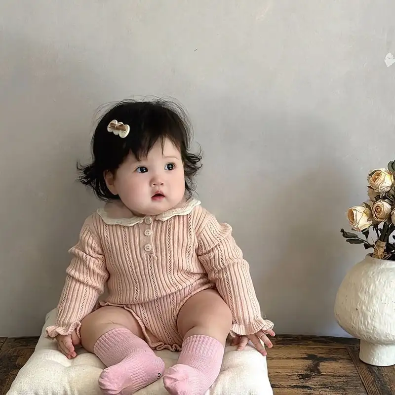 【66-90cm】秋新作 可愛いニットロンパース