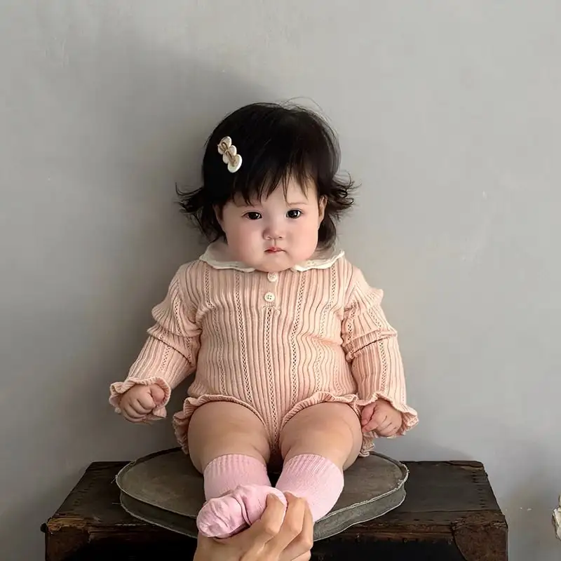 【66-90cm】秋新作 可愛いニットロンパース