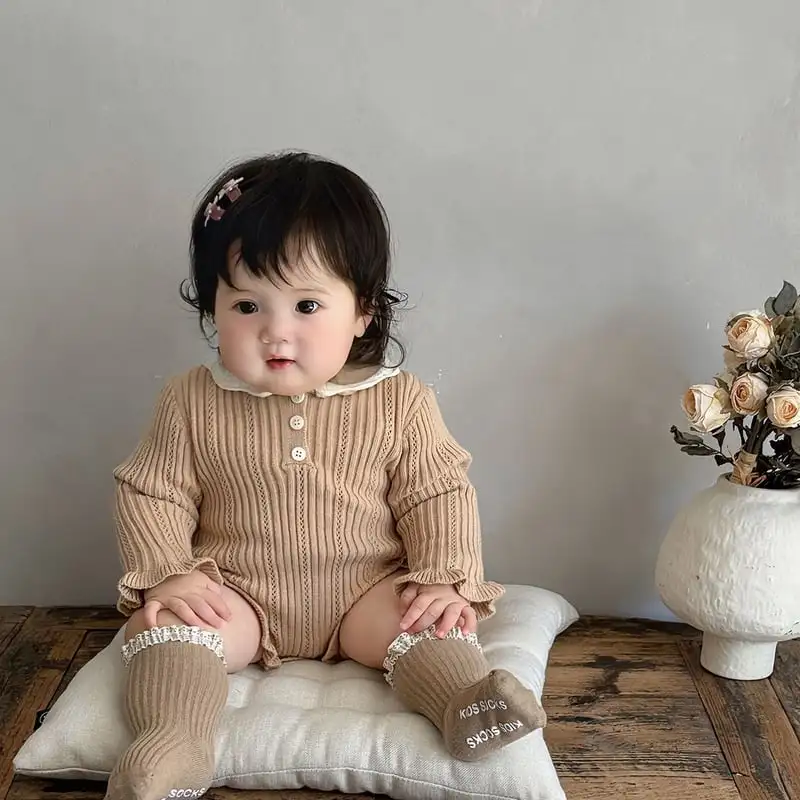 【66-90cm】秋新作 可愛いニットロンパース