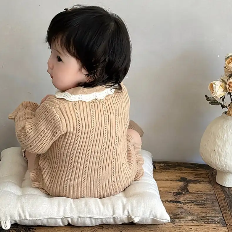 【66-90cm】秋新作 可愛いニットロンパース