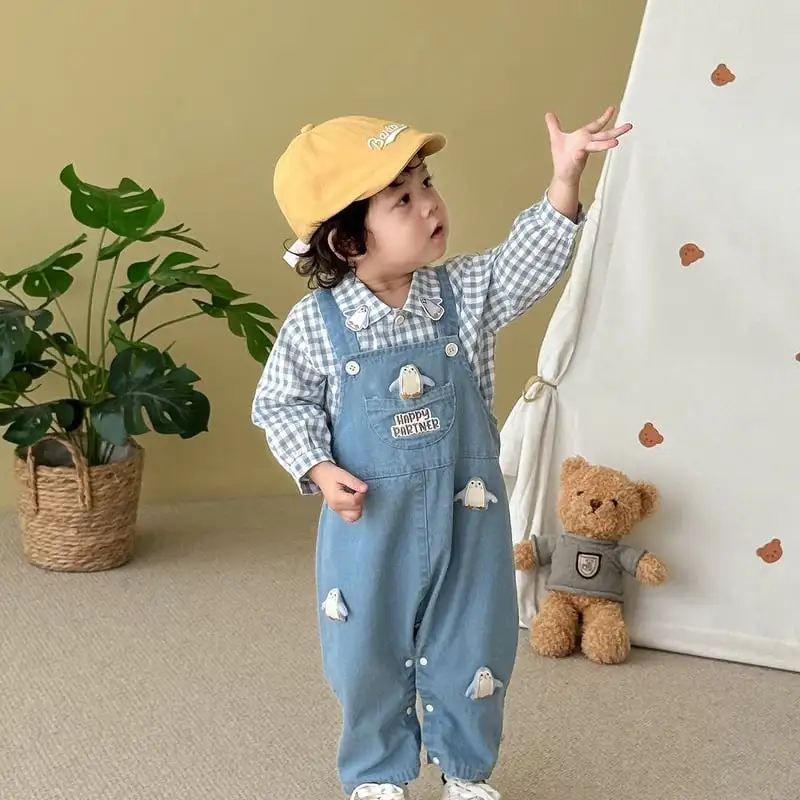 【73-100cm】アニマル可愛いデニムサロペット