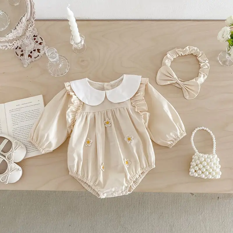 【66-130cm】姉妹服フラワー付きロンパース、ワンピース