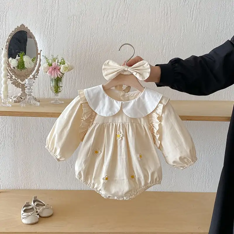 【66-130cm】姉妹服フラワー付きロンパース、ワンピース