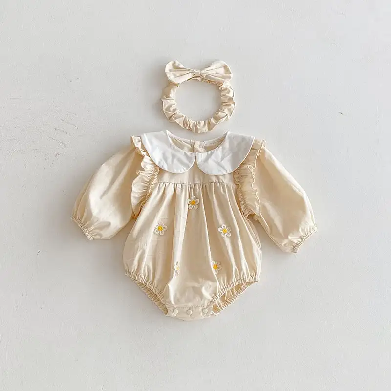 【66-130cm】姉妹服フラワー付きロンパース、ワンピース