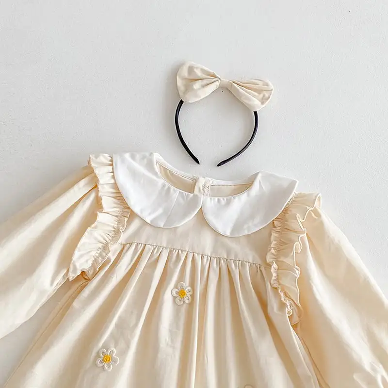 【66-130cm】姉妹服フラワー付きロンパース、ワンピース