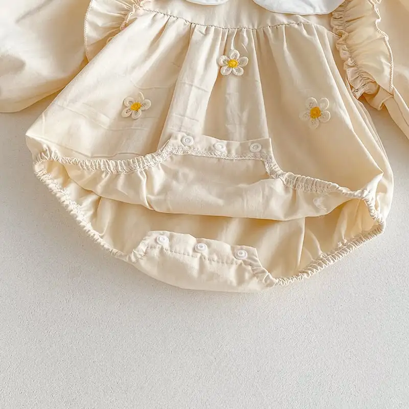 【66-130cm】姉妹服フラワー付きロンパース、ワンピース