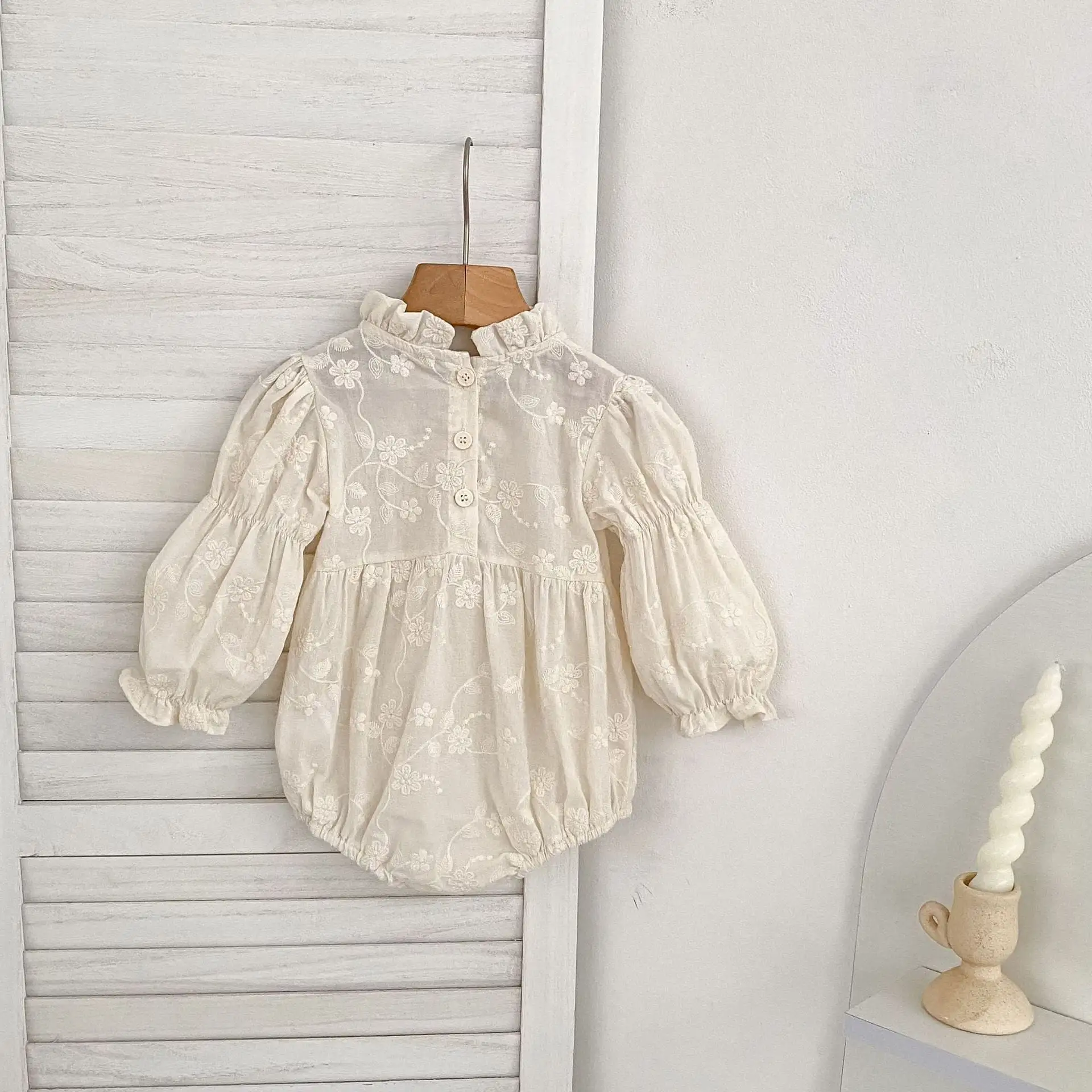 【66-130cm】姉妹服フラワー刺繡プリンセスロンパース/ワンピース