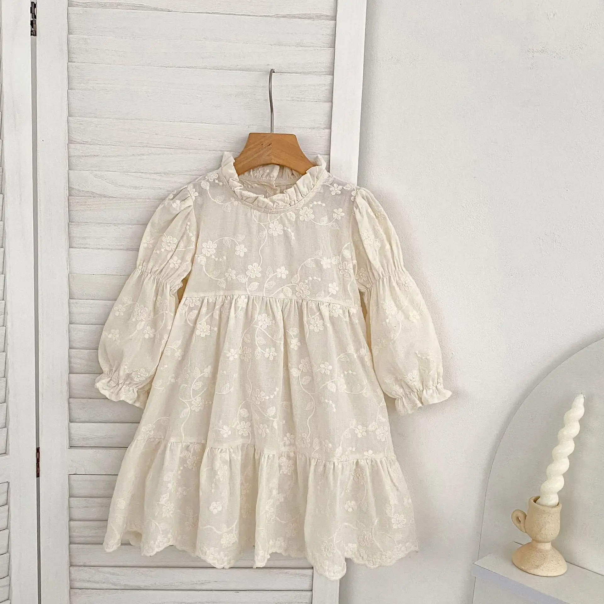 【66-130cm】姉妹服フラワー刺繡プリンセスロンパース/ワンピース