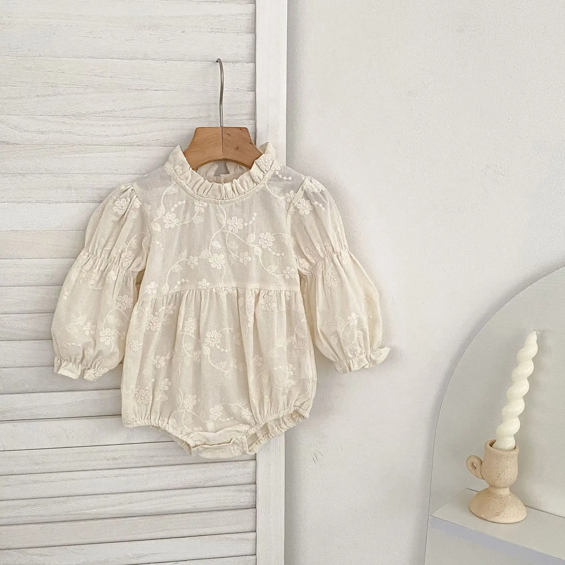 【66-130cm】姉妹服フラワー刺繡プリンセスロンパース/ワンピース