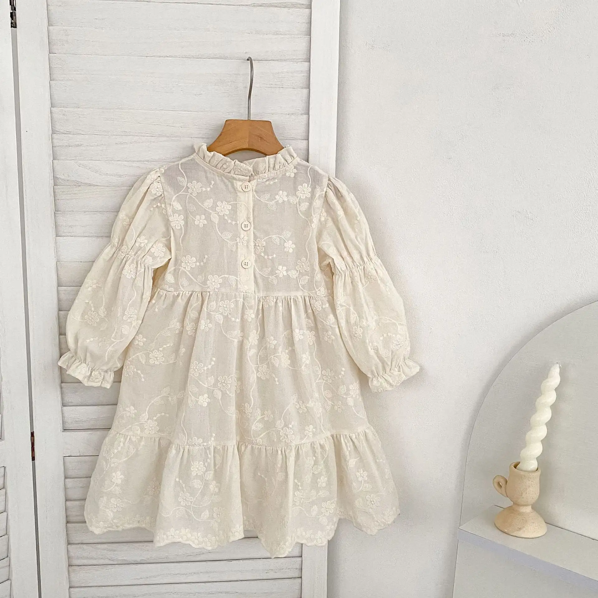 【66-130cm】姉妹服フラワー刺繡プリンセスロンパース/ワンピース