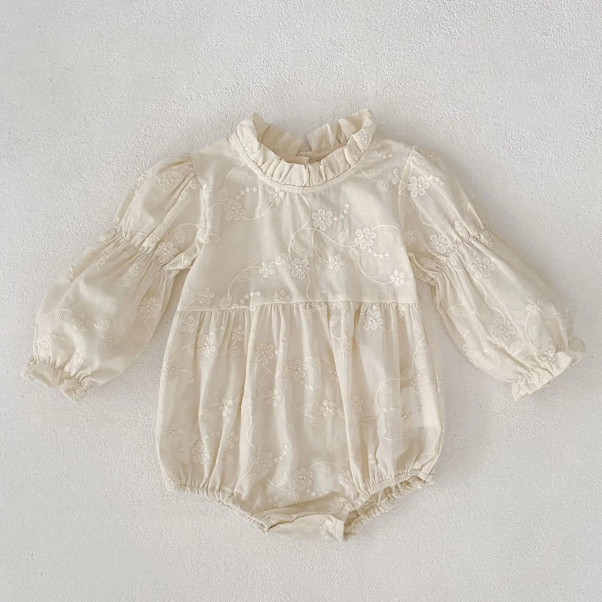 【66-130cm】姉妹服フラワー刺繡プリンセスロンパース/ワンピース