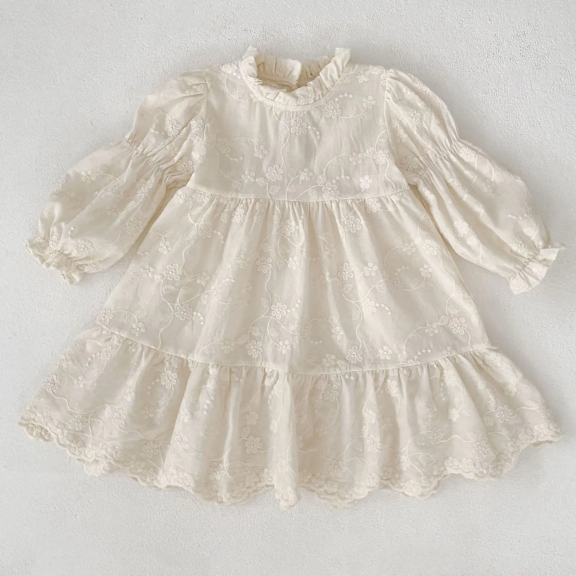 【66-130cm】姉妹服フラワー刺繡プリンセスロンパース/ワンピース