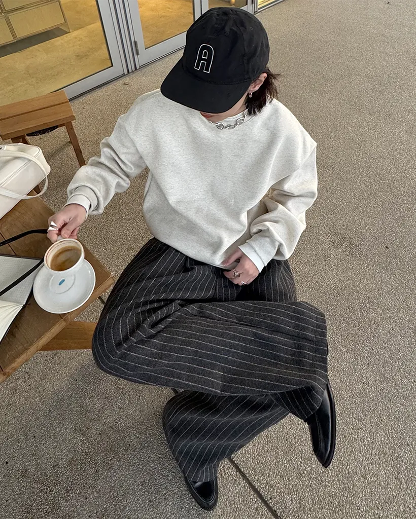 ストライプワイドバンディングパンツ