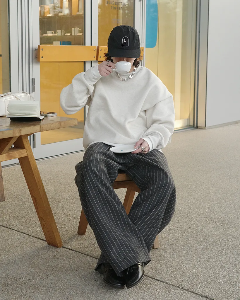 ストライプワイドバンディングパンツ