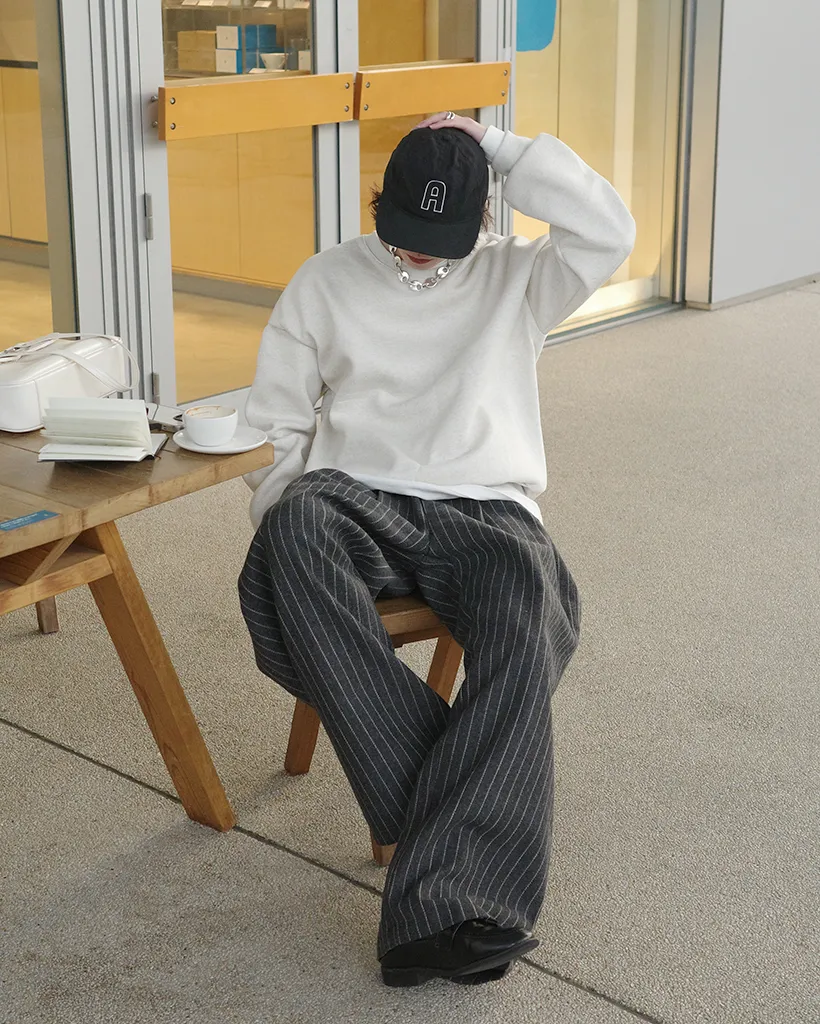 ストライプワイドバンディングパンツ