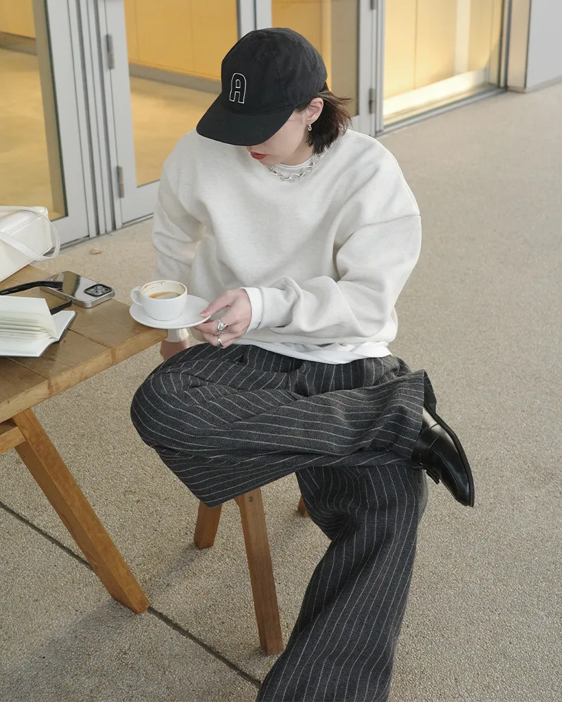 ストライプワイドバンディングパンツ