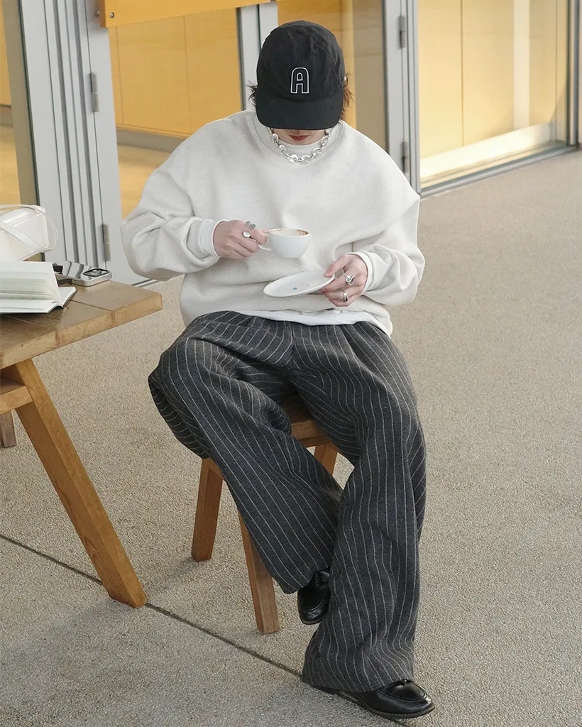 ストライプワイドバンディングパンツ