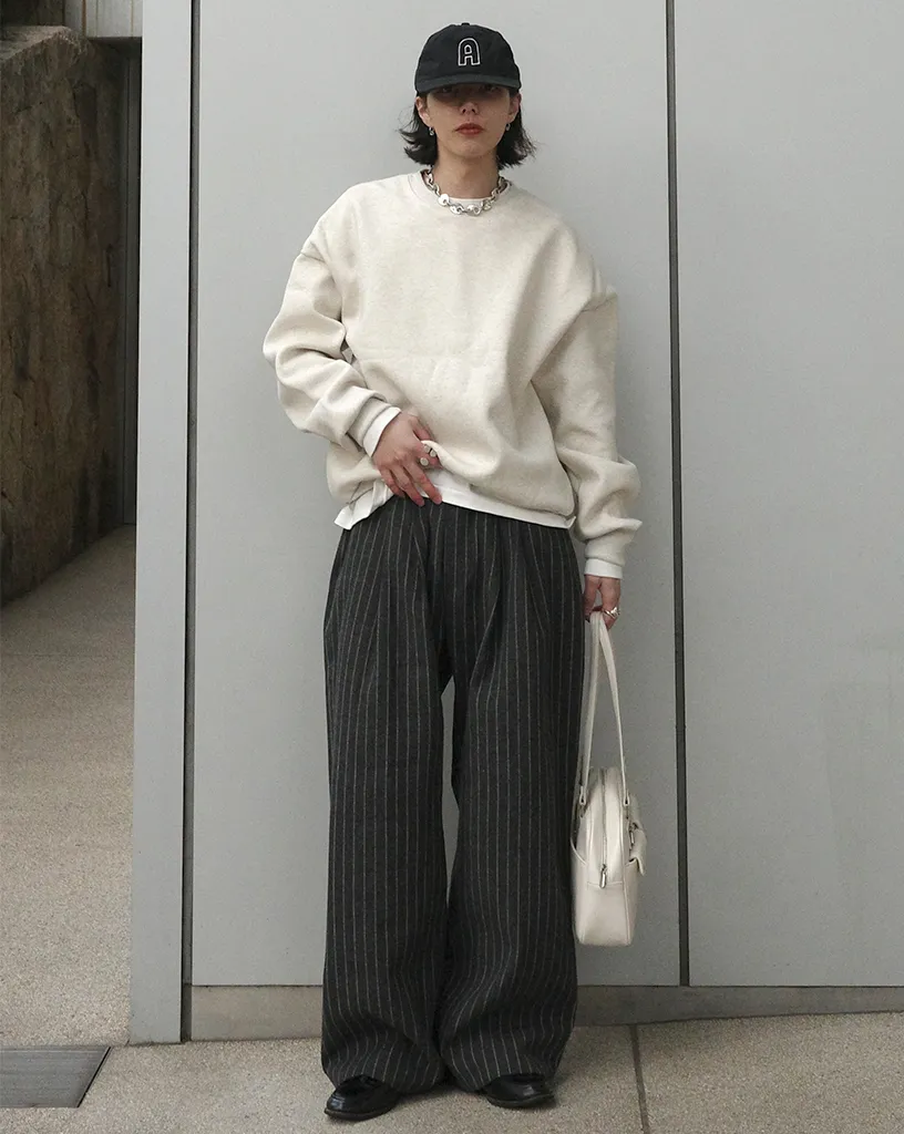 ストライプワイドバンディングパンツ