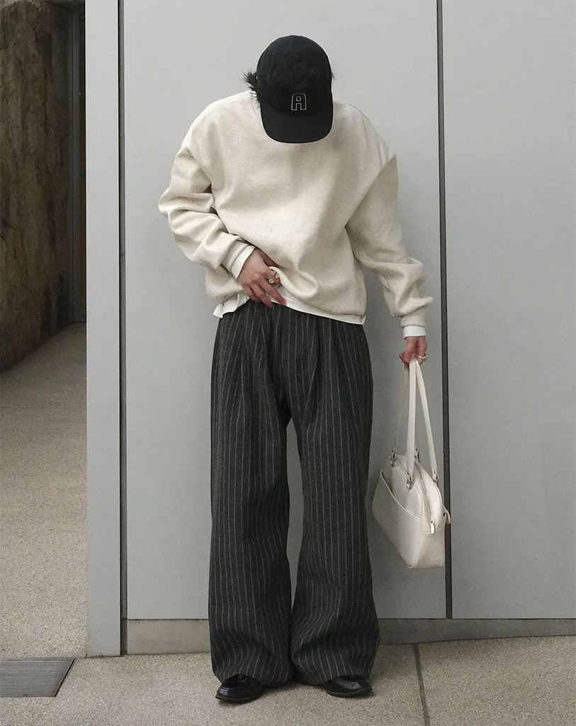 ストライプワイドバンディングパンツ