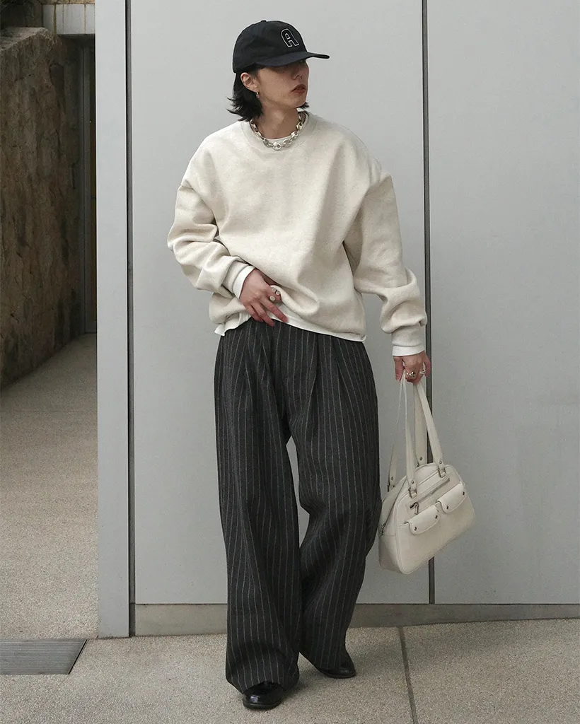 ストライプワイドバンディングパンツ