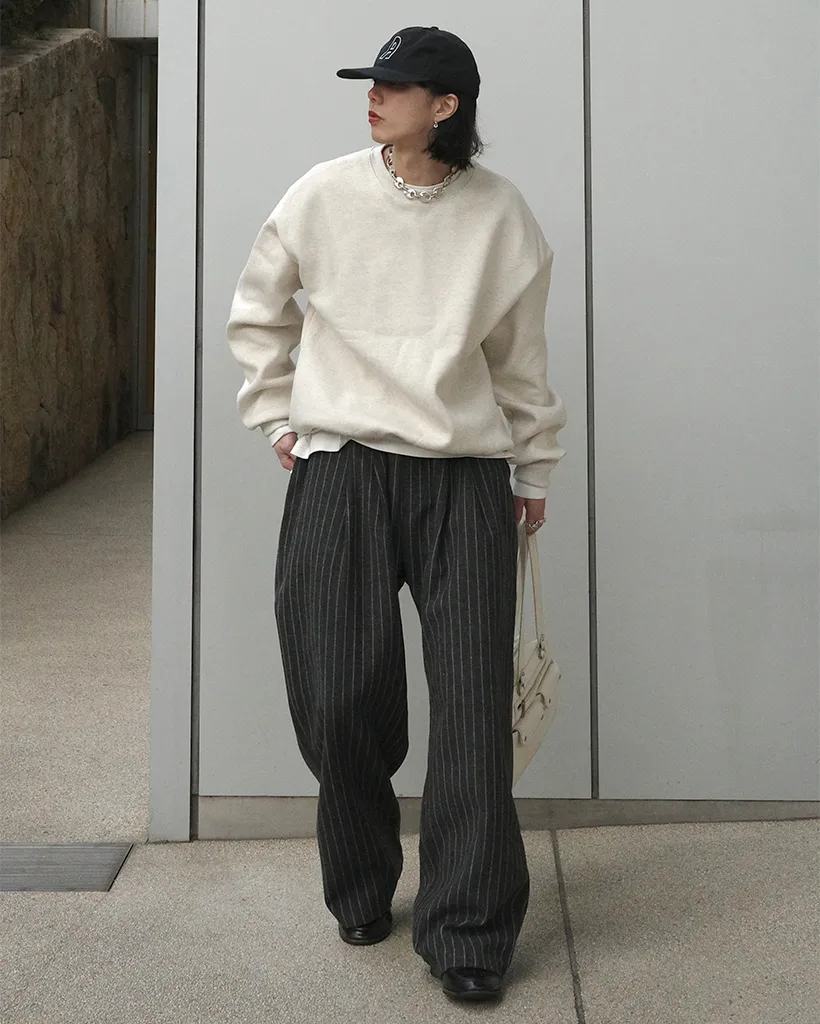 ストライプワイドバンディングパンツ
