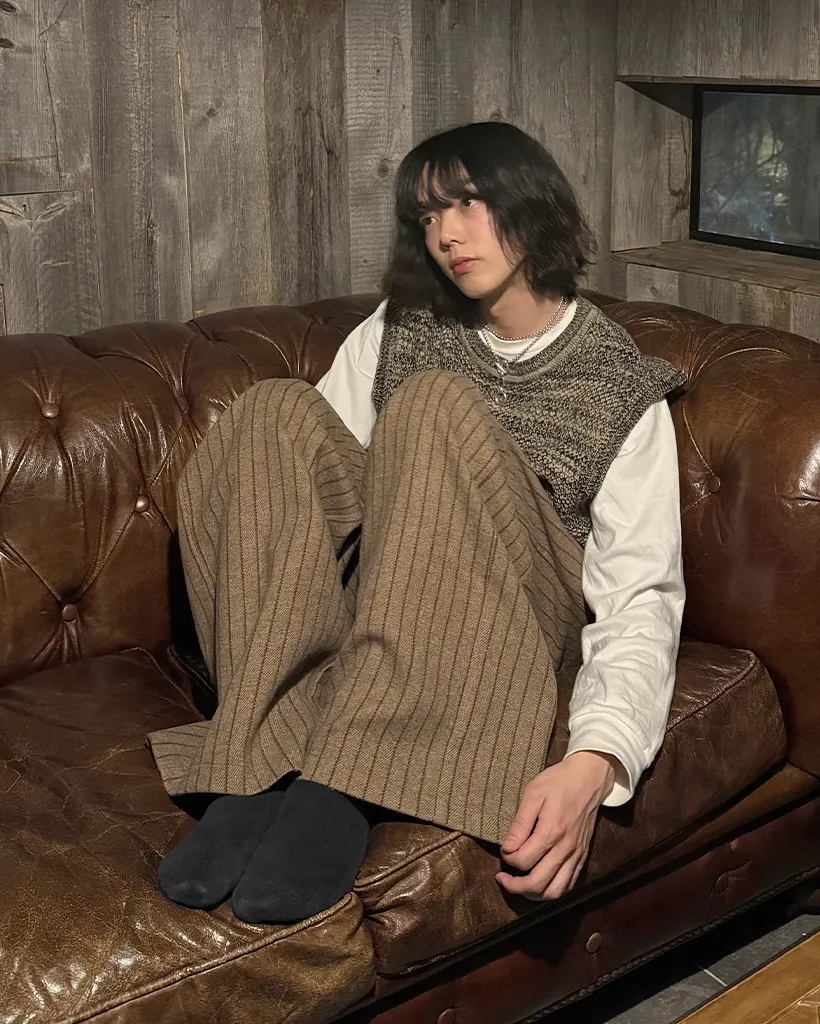 ストライプワイドバンディングパンツ
