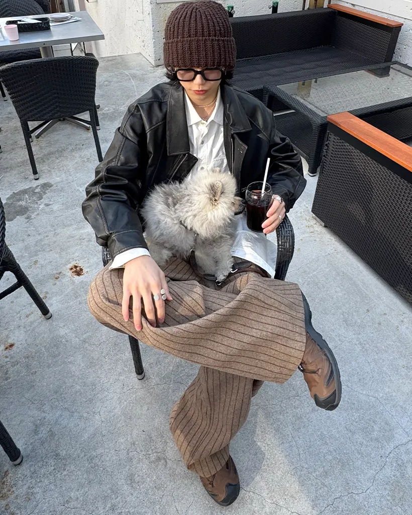 ストライプワイドバンディングパンツ