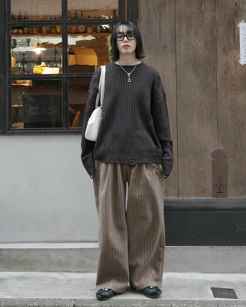 ストライプワイドバンディングパンツ