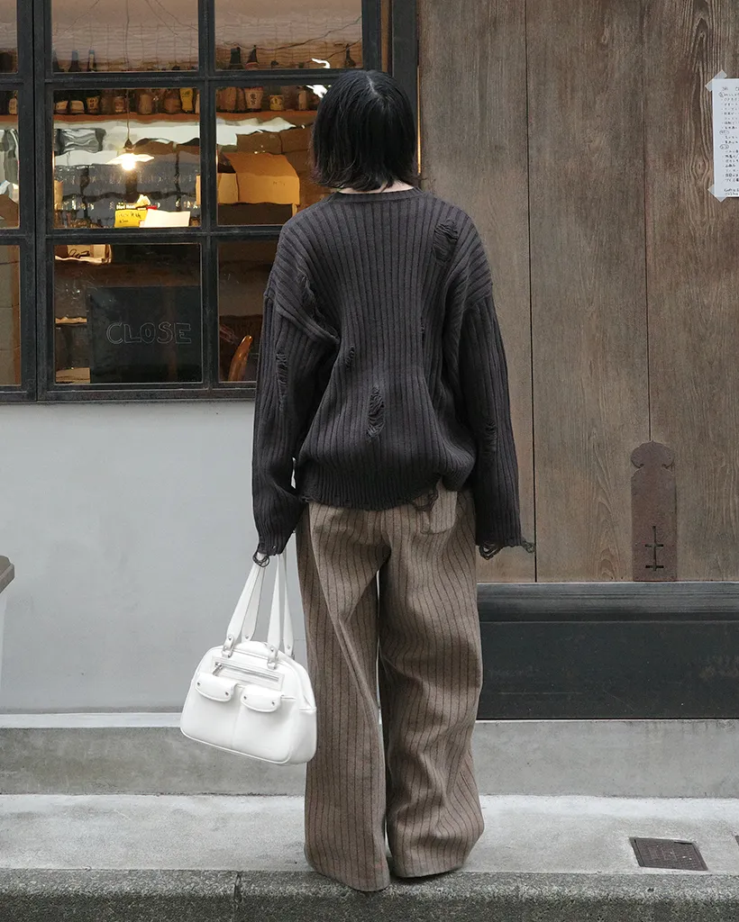 ストライプワイドバンディングパンツ