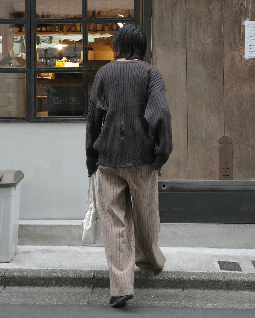 ストライプワイドバンディングパンツ