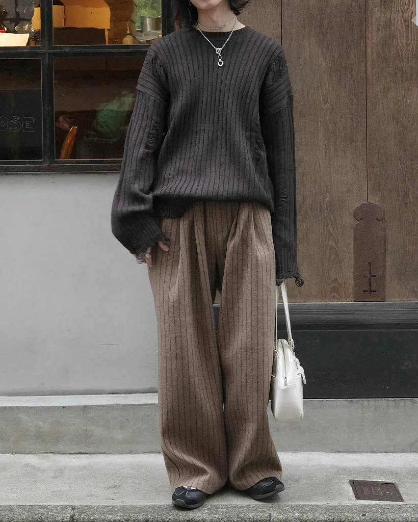 ストライプワイドバンディングパンツ