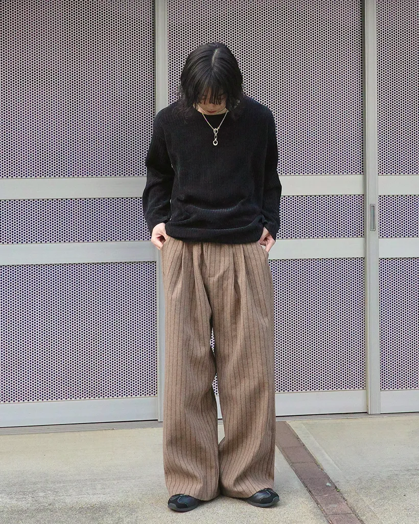 ストライプワイドバンディングパンツ
