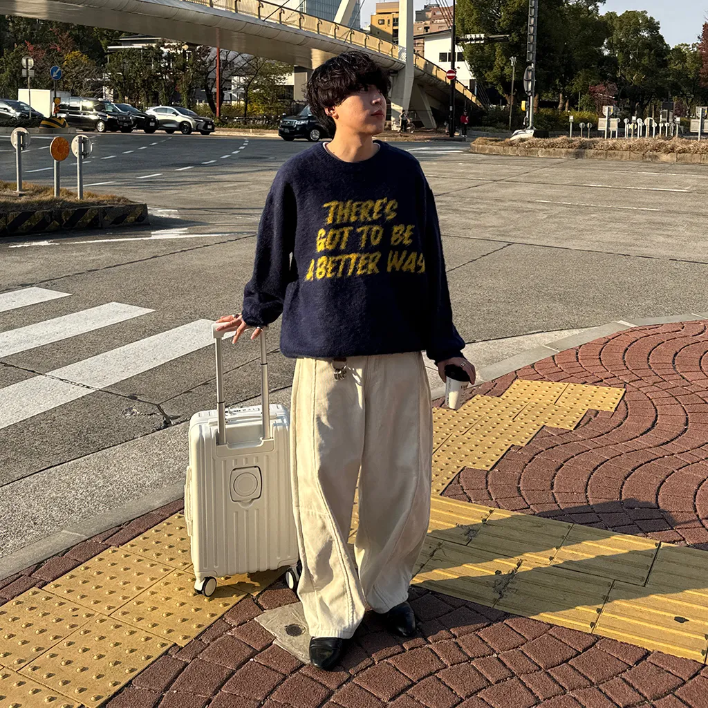 ユニセックスブラッシュレタリングニット