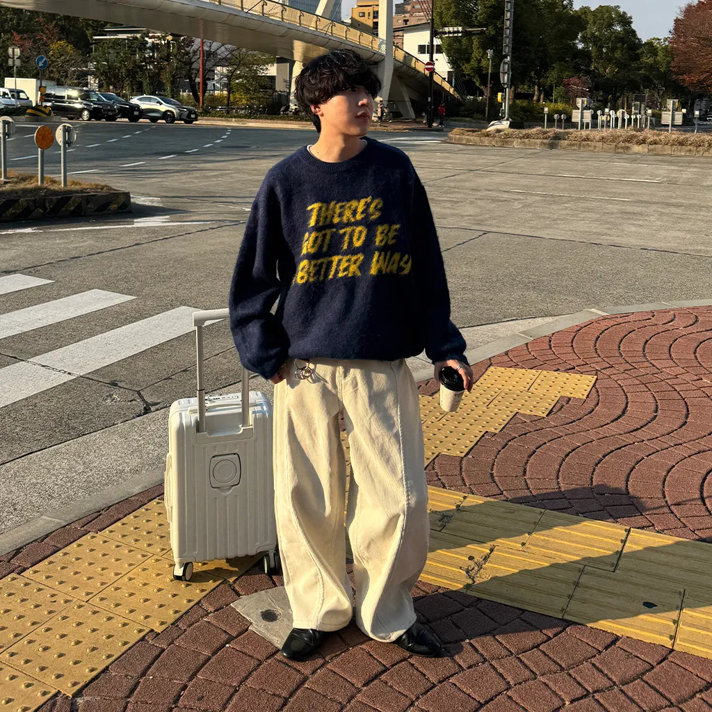 ユニセックスブラッシュレタリングニット