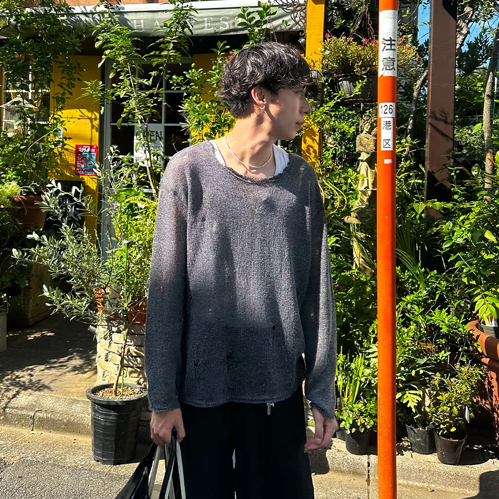 秋再入荷ダメージルーズフィットニット