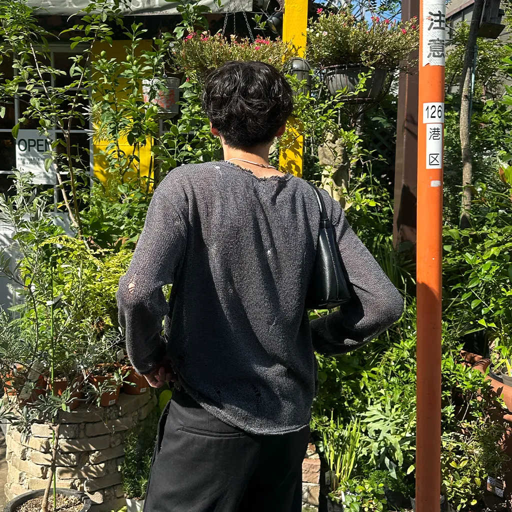 秋再入荷ダメージルーズフィットニット