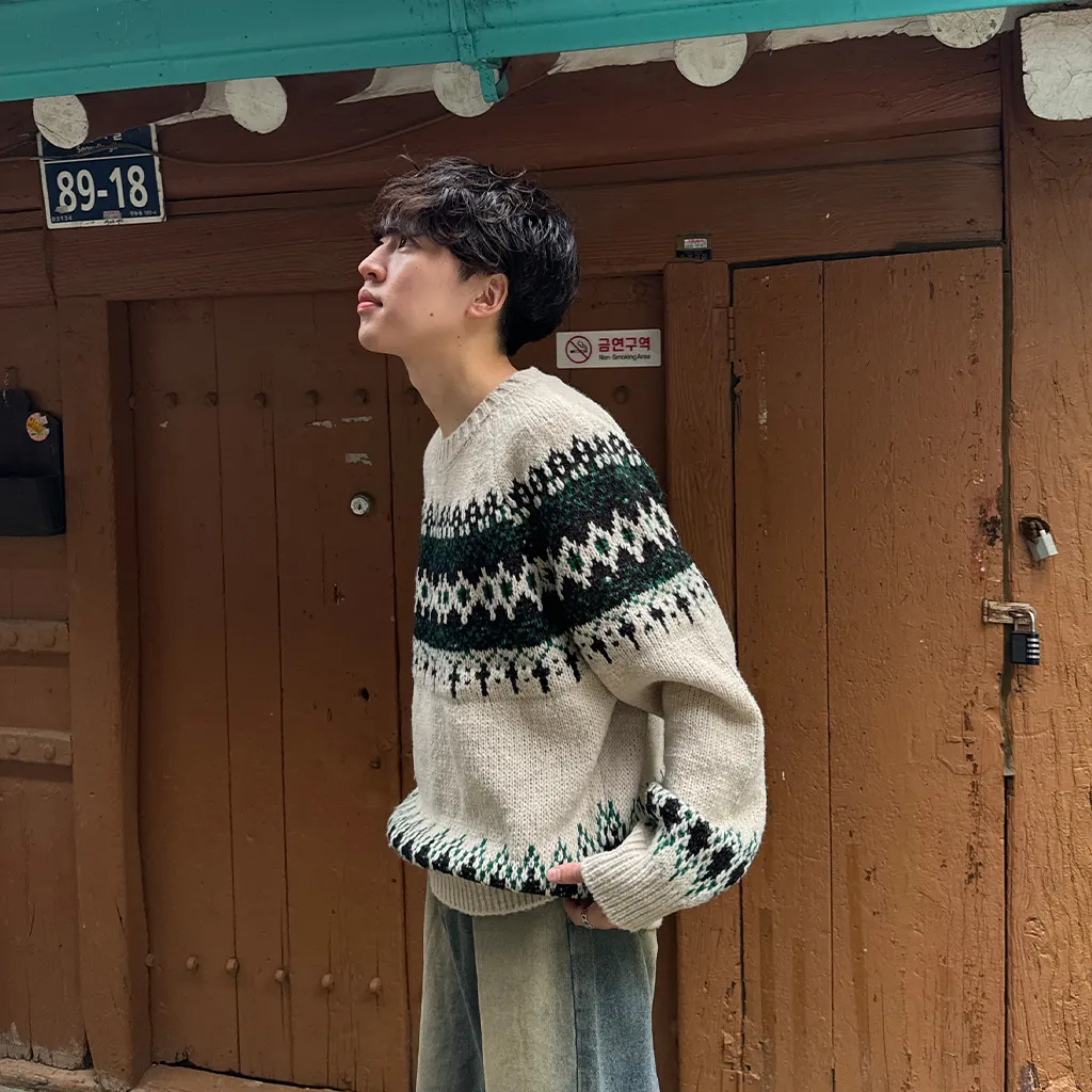 秋再入荷ノルディックラウンドニット