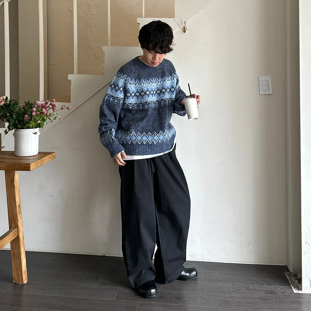 秋再入荷ノルディックラウンドニット