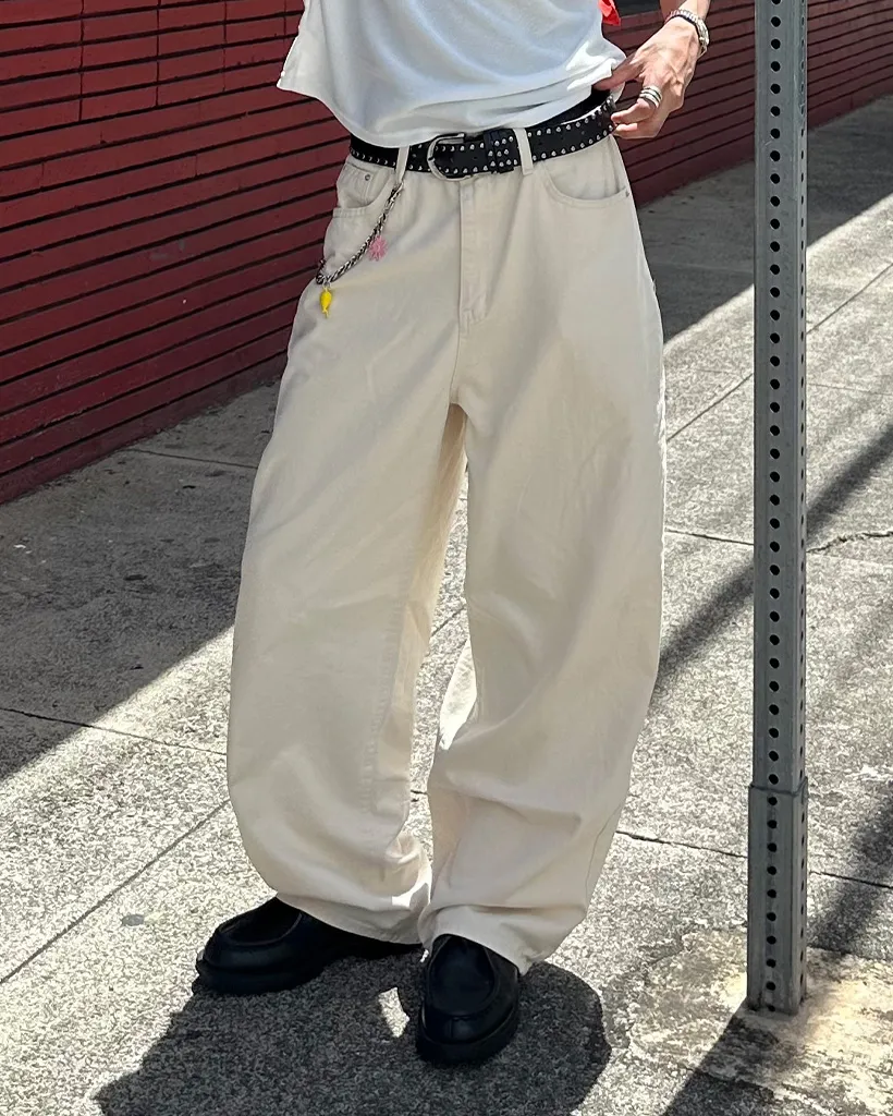 ユニセックスコットンワイドパンツ