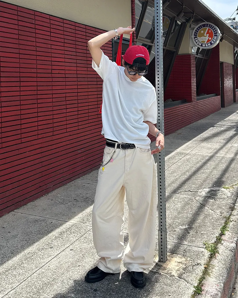 ユニセックスコットンワイドパンツ