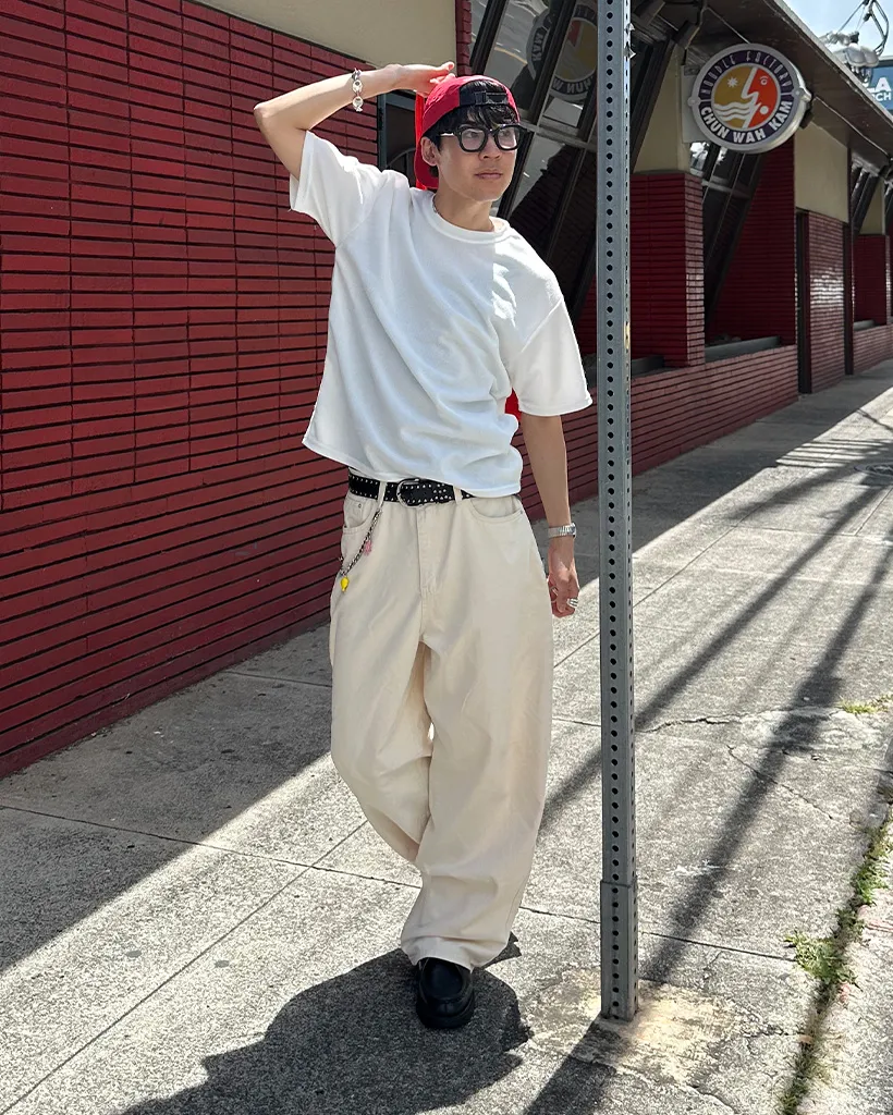 ユニセックスコットンワイドパンツ