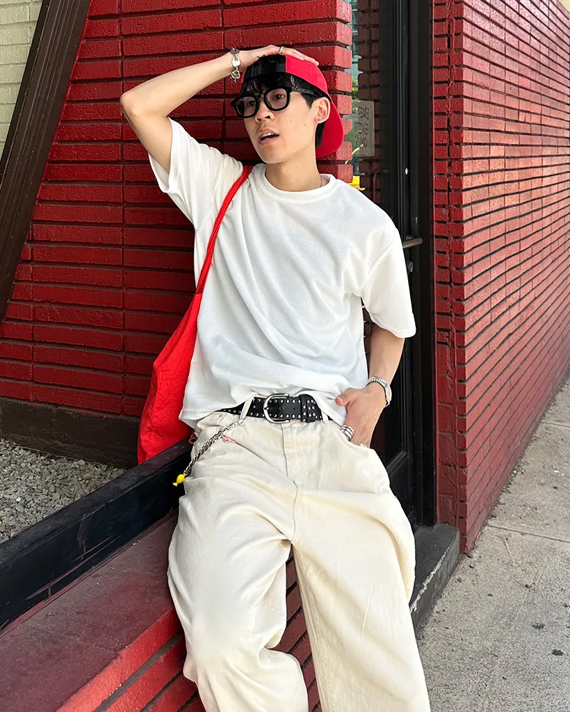ユニセックスコットンワイドパンツ