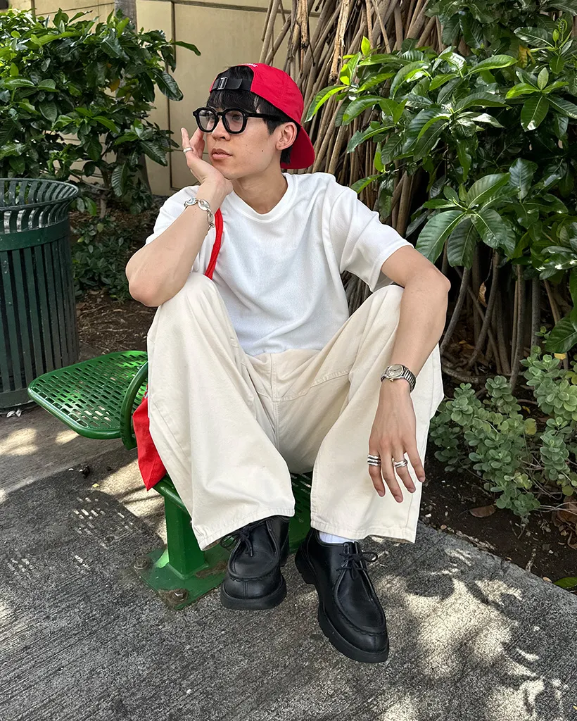 ユニセックスコットンワイドパンツ