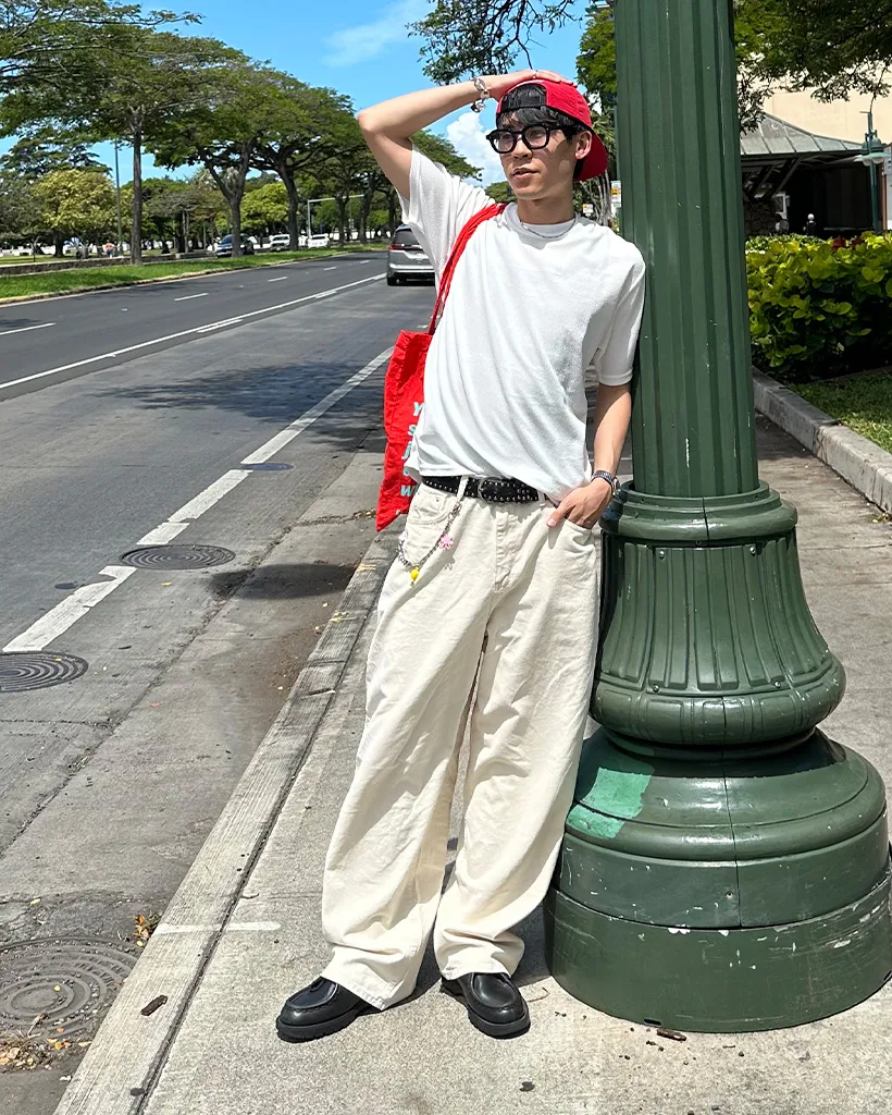 ユニセックスコットンワイドパンツ