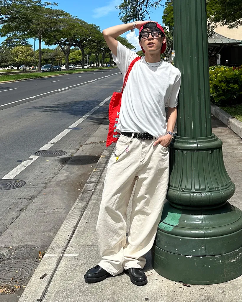 ユニセックスコットンワイドパンツ