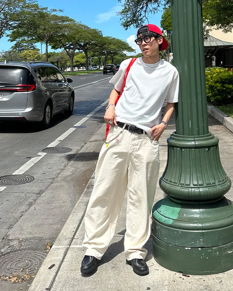 ユニセックスコットンワイドパンツ