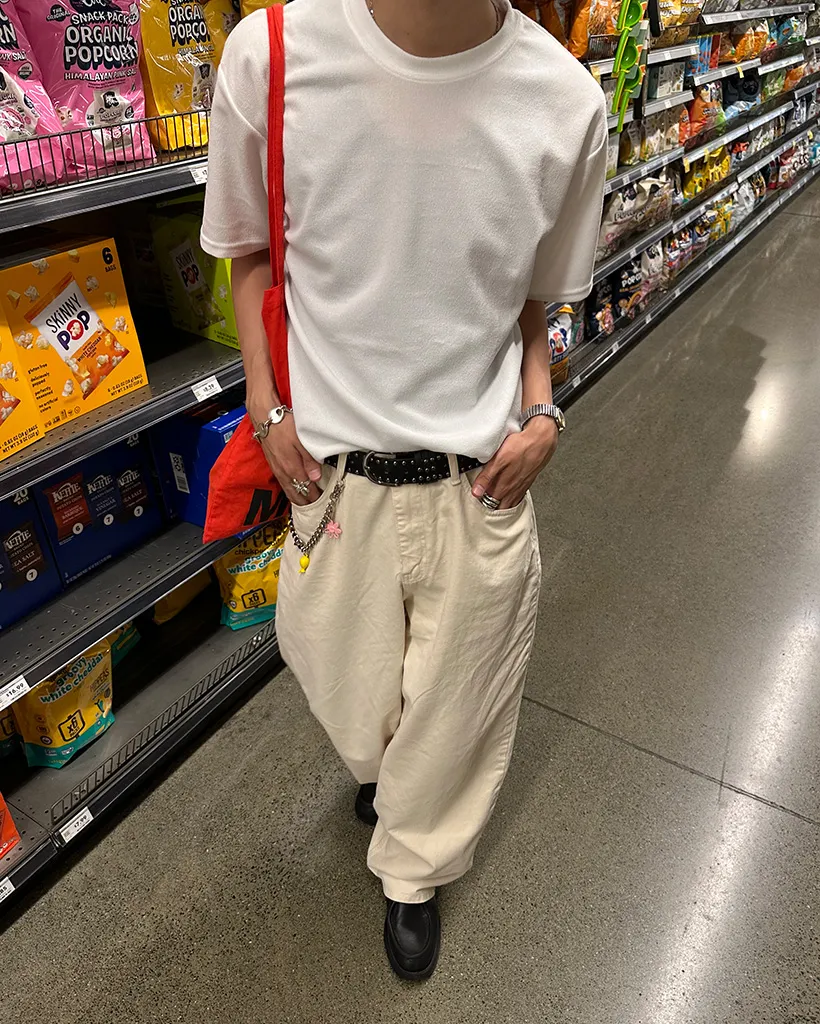 ユニセックスコットンワイドパンツ